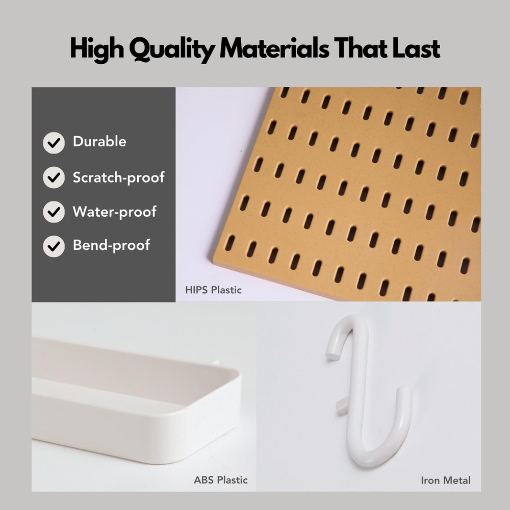 Peg Board Wall Organizer – Plastic Pegboard Panels, Modular Peg Board Storage Sy