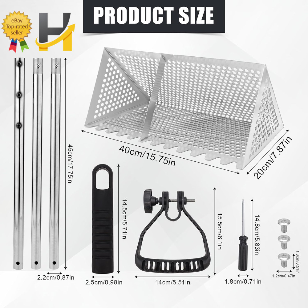 Durable Sand Flea Rake with Sharp Teeth and Wide Basket for Easy Beach Use