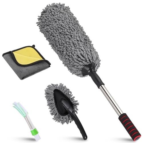 4 Pcs Large Car Duster Set Microfiber Dust Cleaning Sets with Extendable