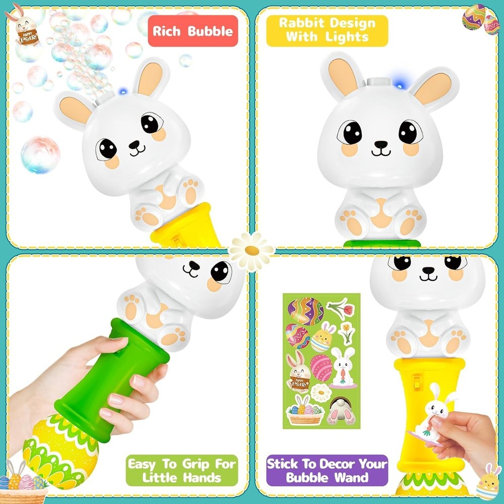SpringFlower Bubble Blower Wand, Automatic Bubble Blower with Light for Kids, Bu