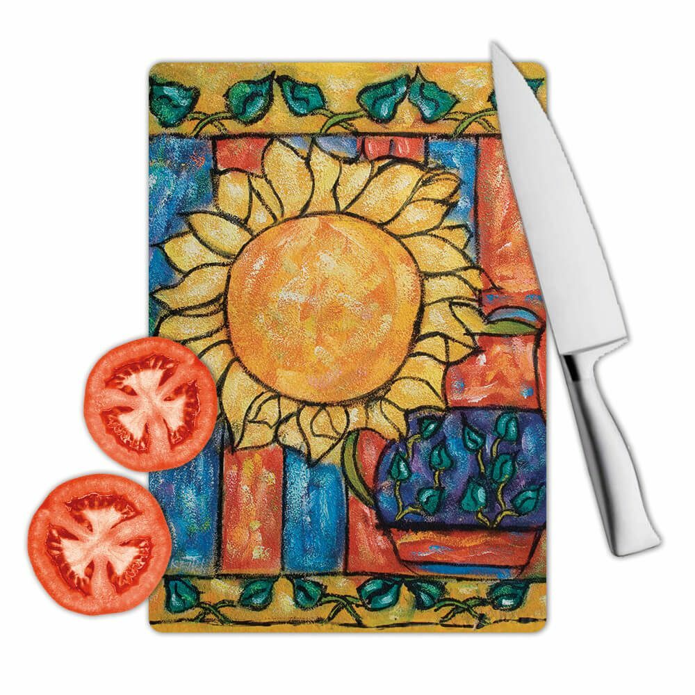 Sunflower Drawing : Gift Cutting Board Flower Floral Yellow Decor (Rectangular)