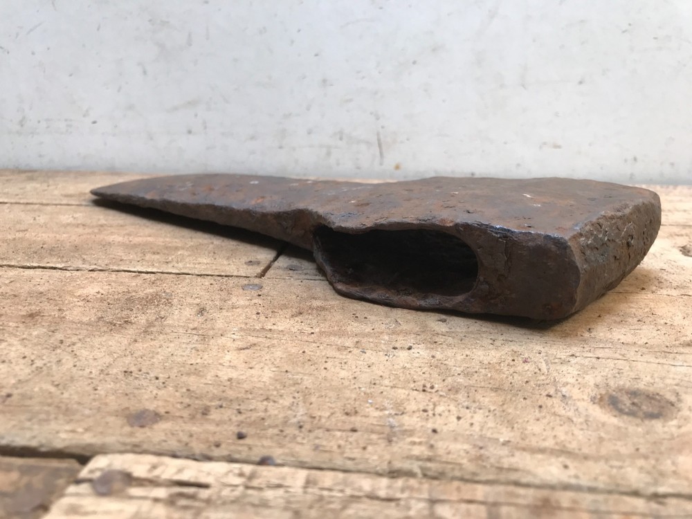 Old Huge Rusty single bit hewing axe broad axe side axe 11 3/4" long x 5 lb. +