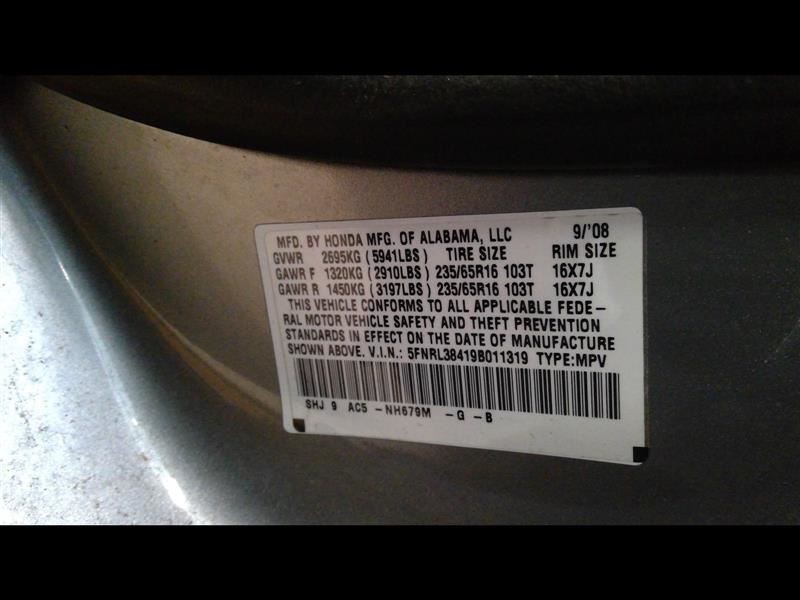 ODYSSEY 2009 Headrest 369049