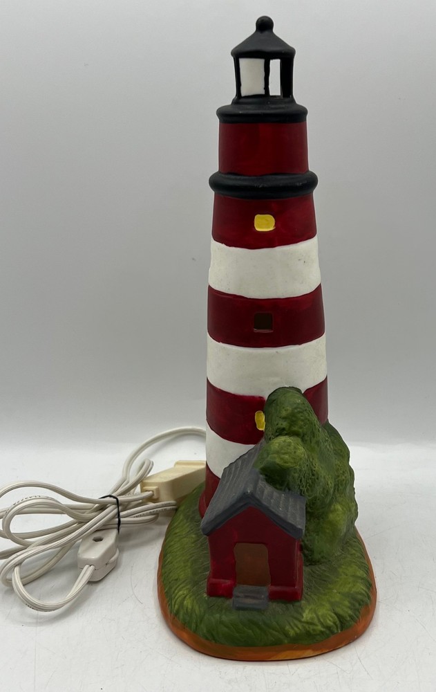 Direct Connection Lighted Ceramic Lefton VA Assateague Island Lighthouse, 11"