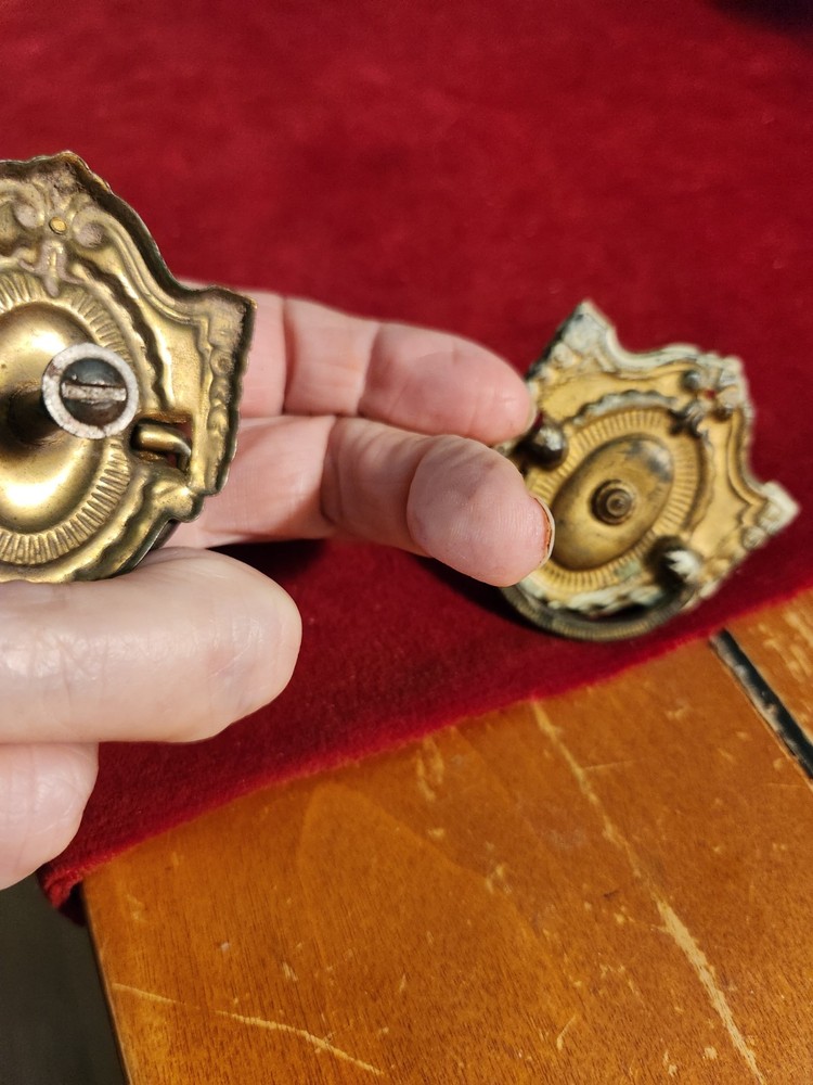 Ornate Brass Victorian Antique Drawer Pulls, Cabinet Knobs One Screw