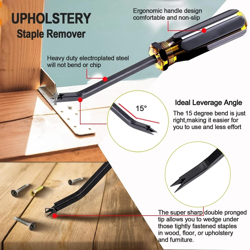 3Pcs Upholstery and Construction Staple Remover with Heavy Duty Staple Puller