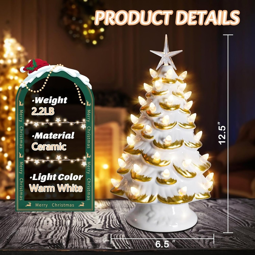 Ceramic Christmas Tree, Christma Tree with LED Lights, Christmas Tree Light U...
