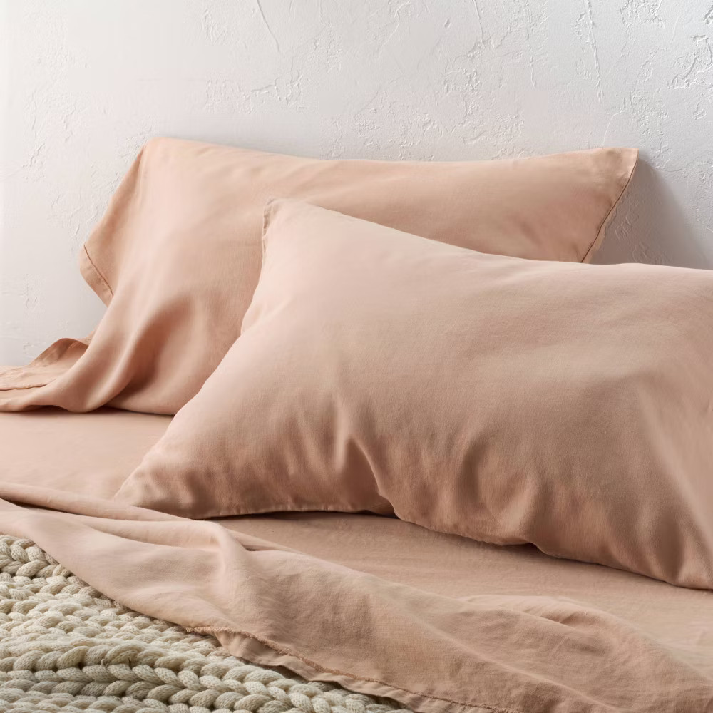King 100% Linen Pillowcases Light Adobe Clay - Casaluna