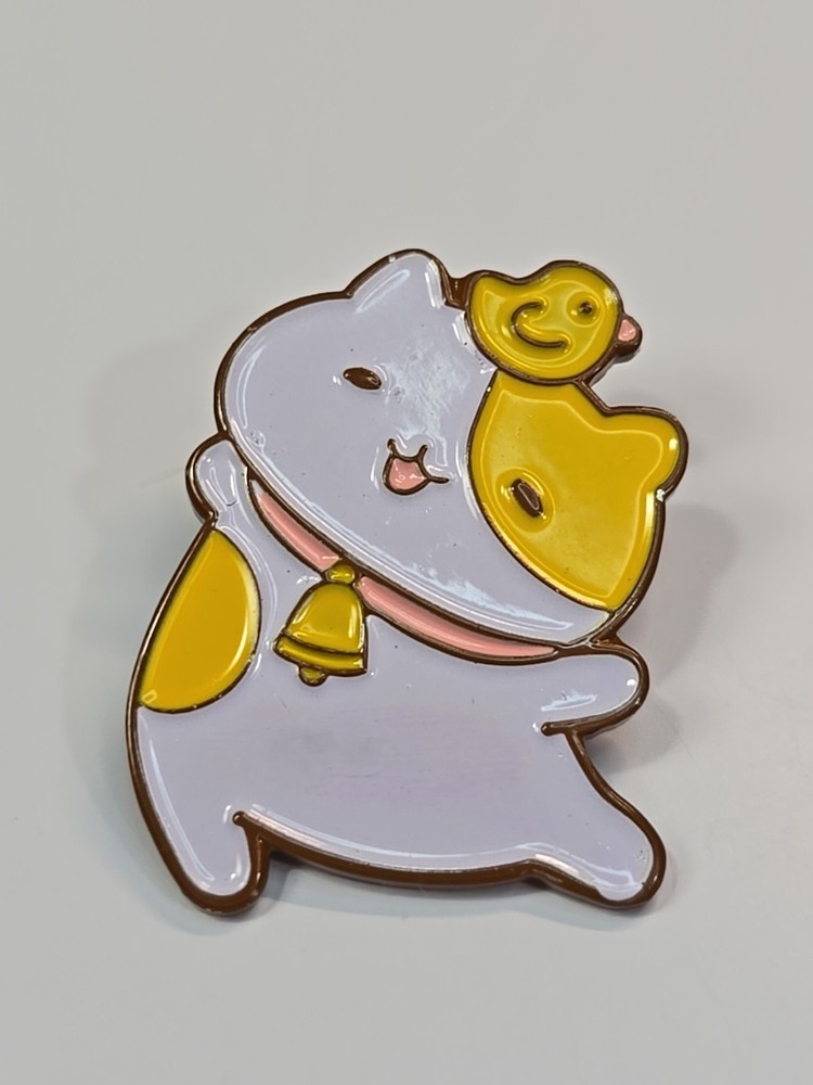 Cat With Yellow Duck Lapel Pin