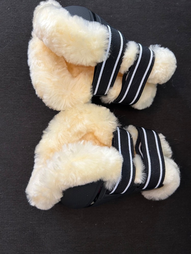 Fleece open front boots-Front and rear-large-black