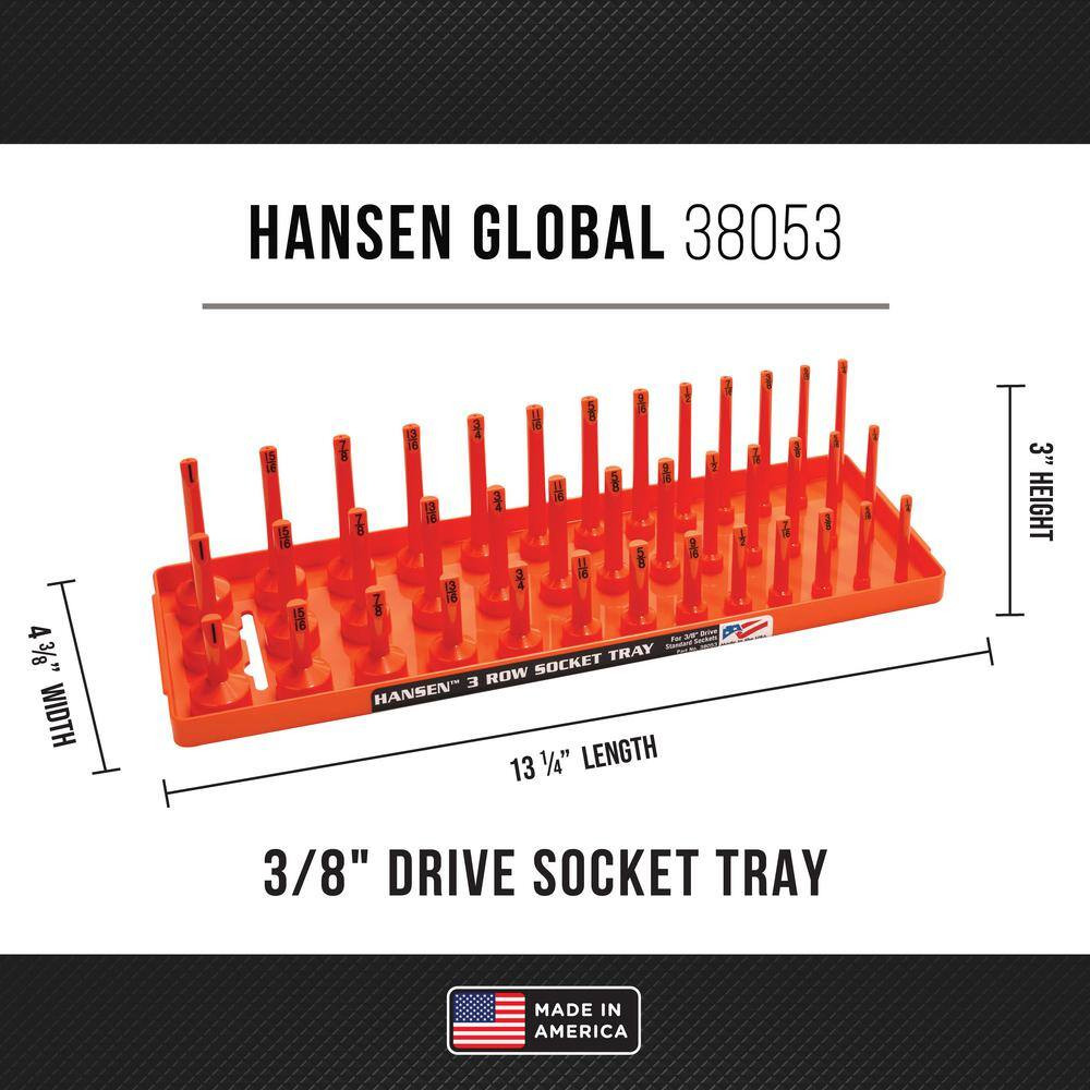 3/8 In. Drive Standard Regular Semi-Deep Deep Socket Holder in Orange