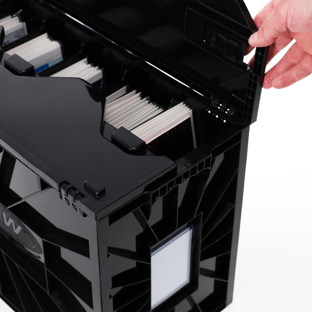 Secure Stackable Comic Book Storage Box with Movable Partition & Label Slot