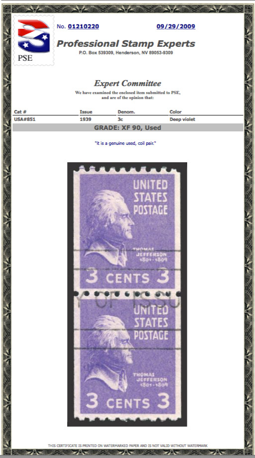 #851 Used Coil Pair, PSE Graded 90, PSE Cert. # 01210220