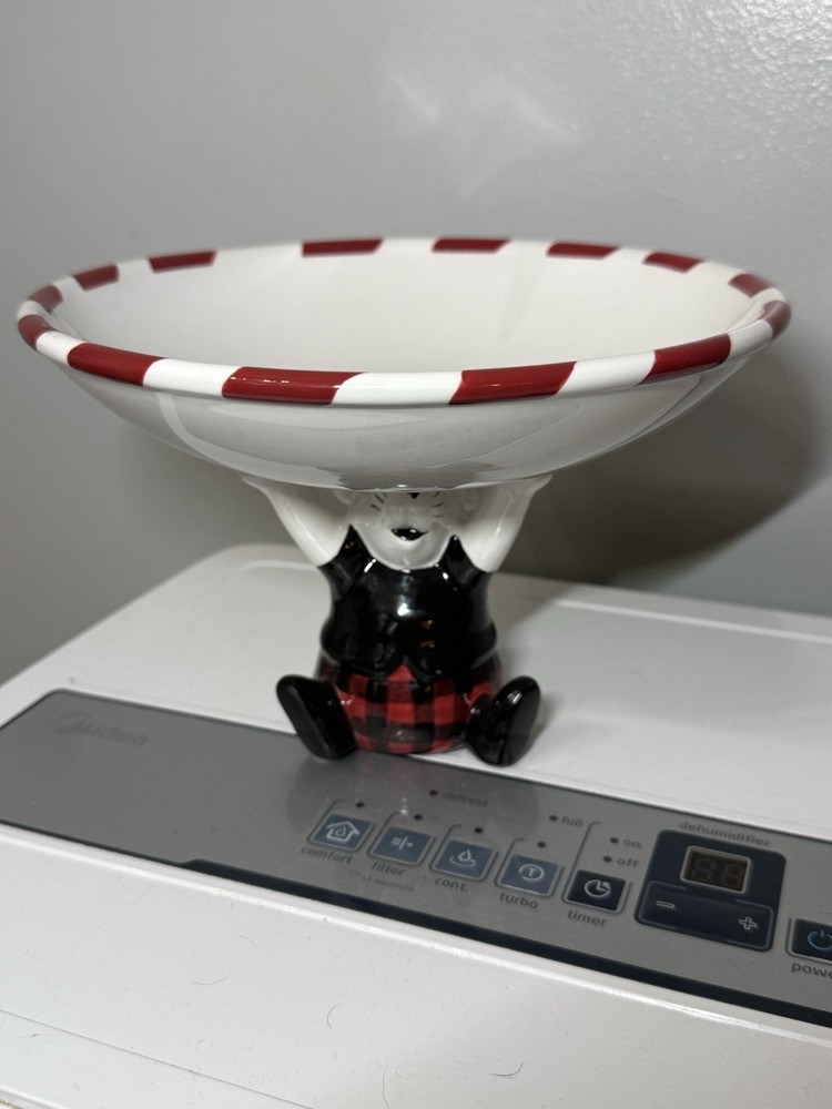 Studio Nova Vintage Footed Mouse Compote 8” Santa’s Little Helpers Candy Dish