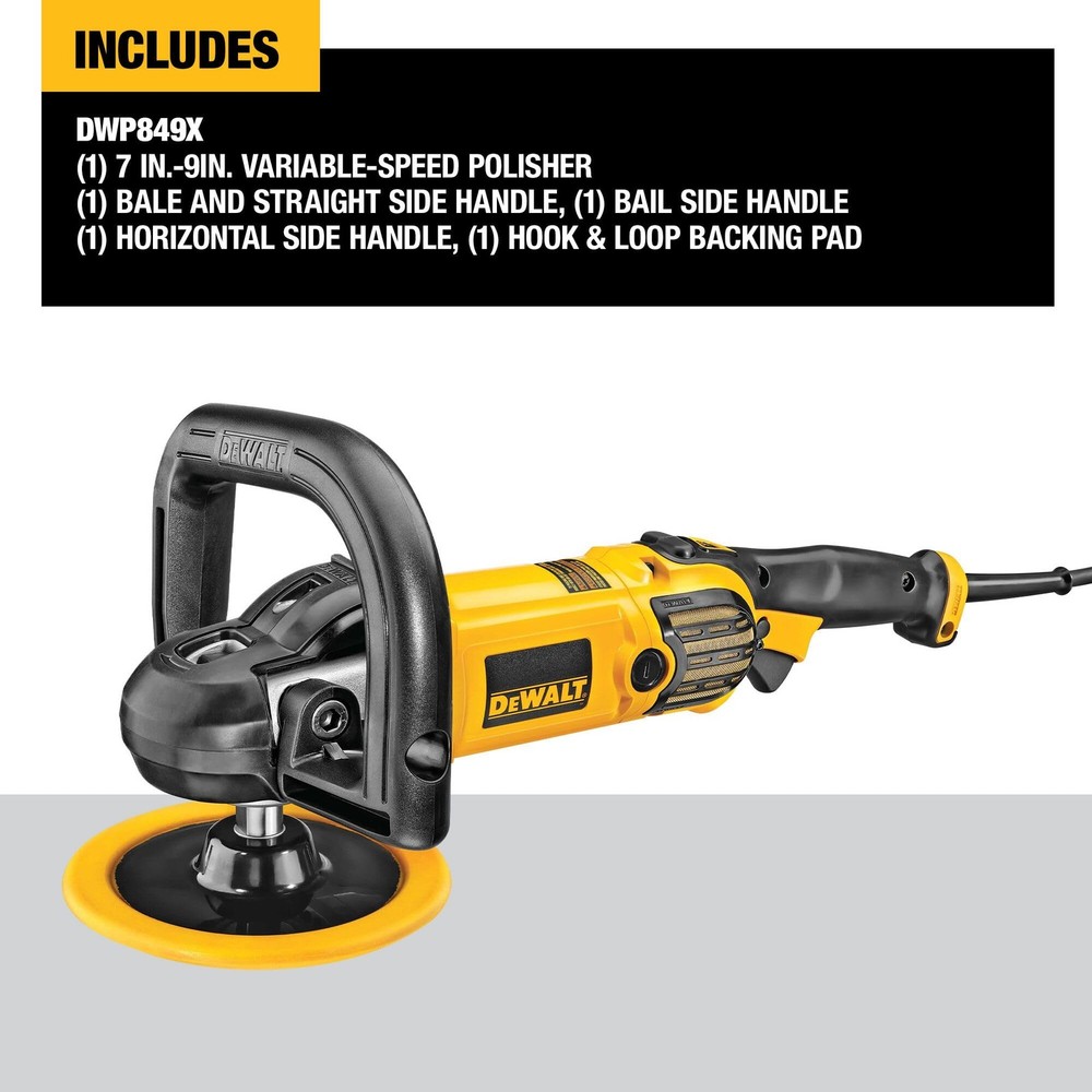 DEWALT Buffer Polisher, 7in9in, 12 amp, Variable Speed Dial 03,500 RPM’s, Sof...