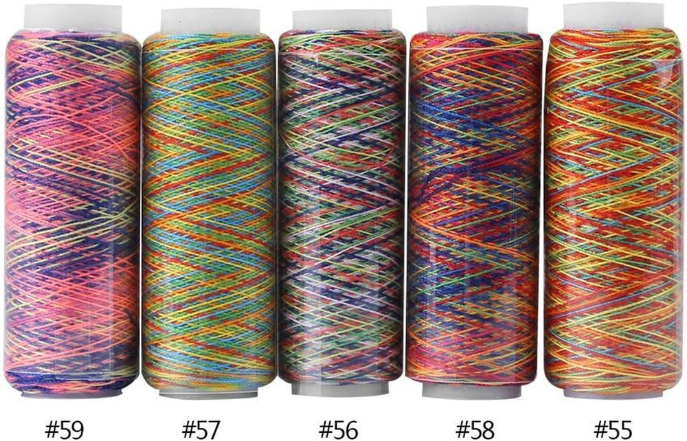 Variegated Polyester Embroidery Thread Set - 5 Spools Multicolor Sewing Thread 1