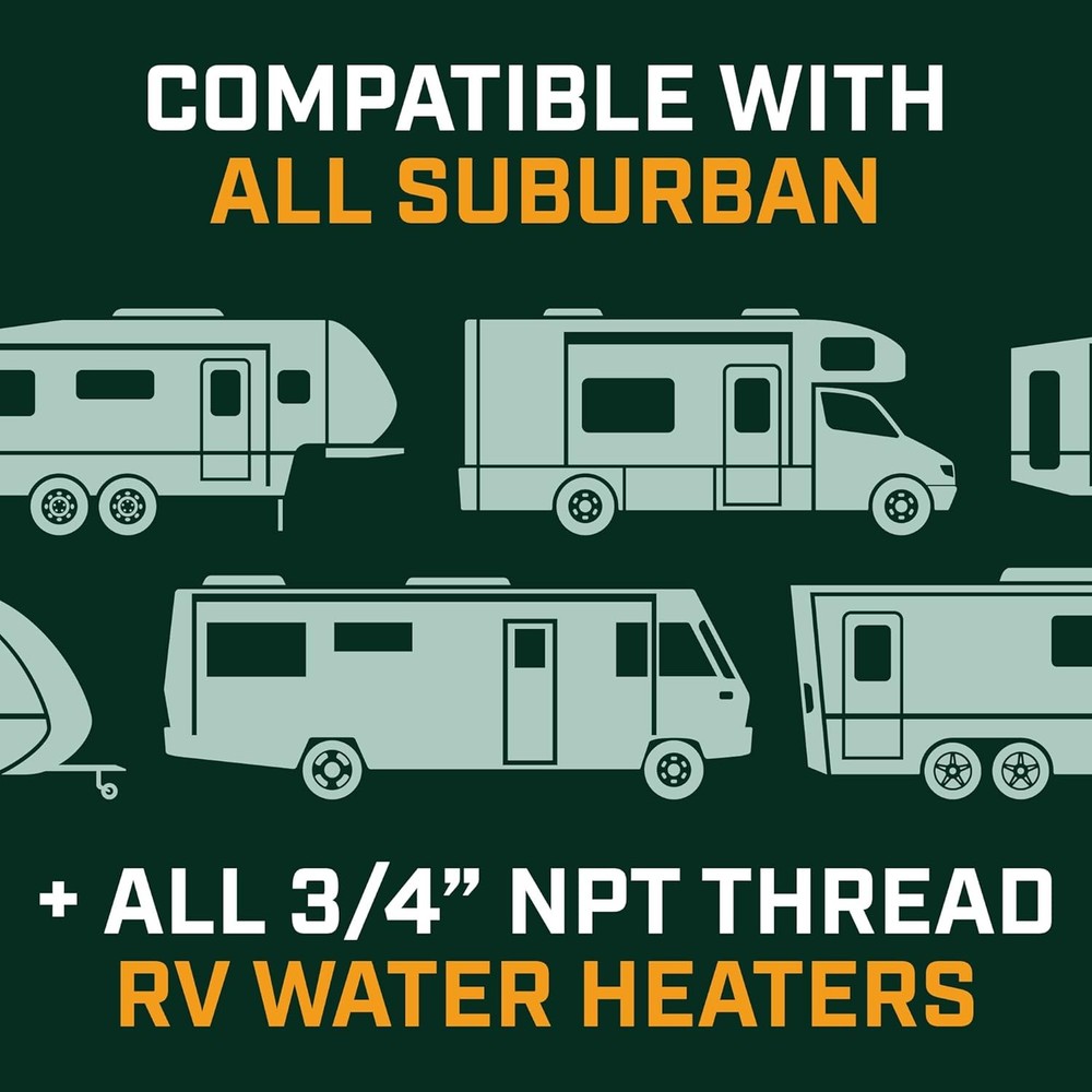 RV Anode Rod for Hot Water Heater, Suburban 120V (plugged in outlet)