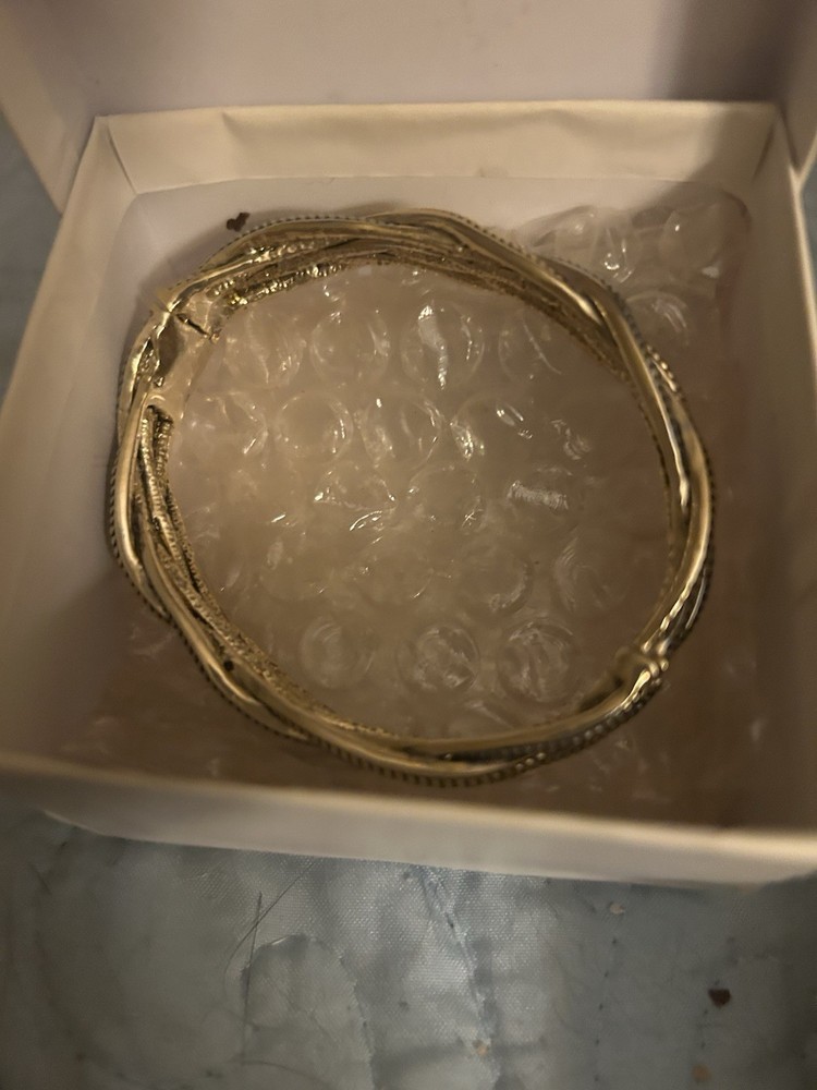 Gold And Silver Tones Twisted Bangle Bracelet