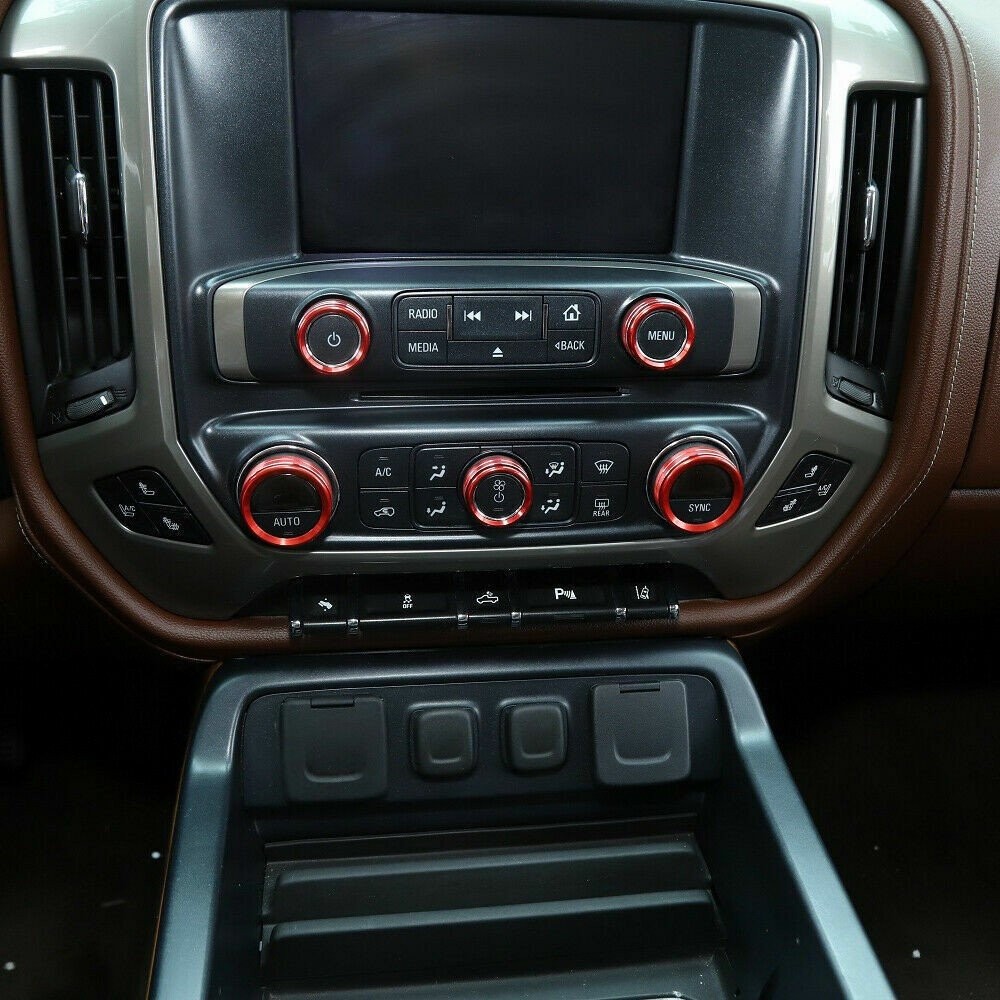 8pcs Center Control Switch Button Knob Ring Trim For 2014-2018 Chevy Silverado V