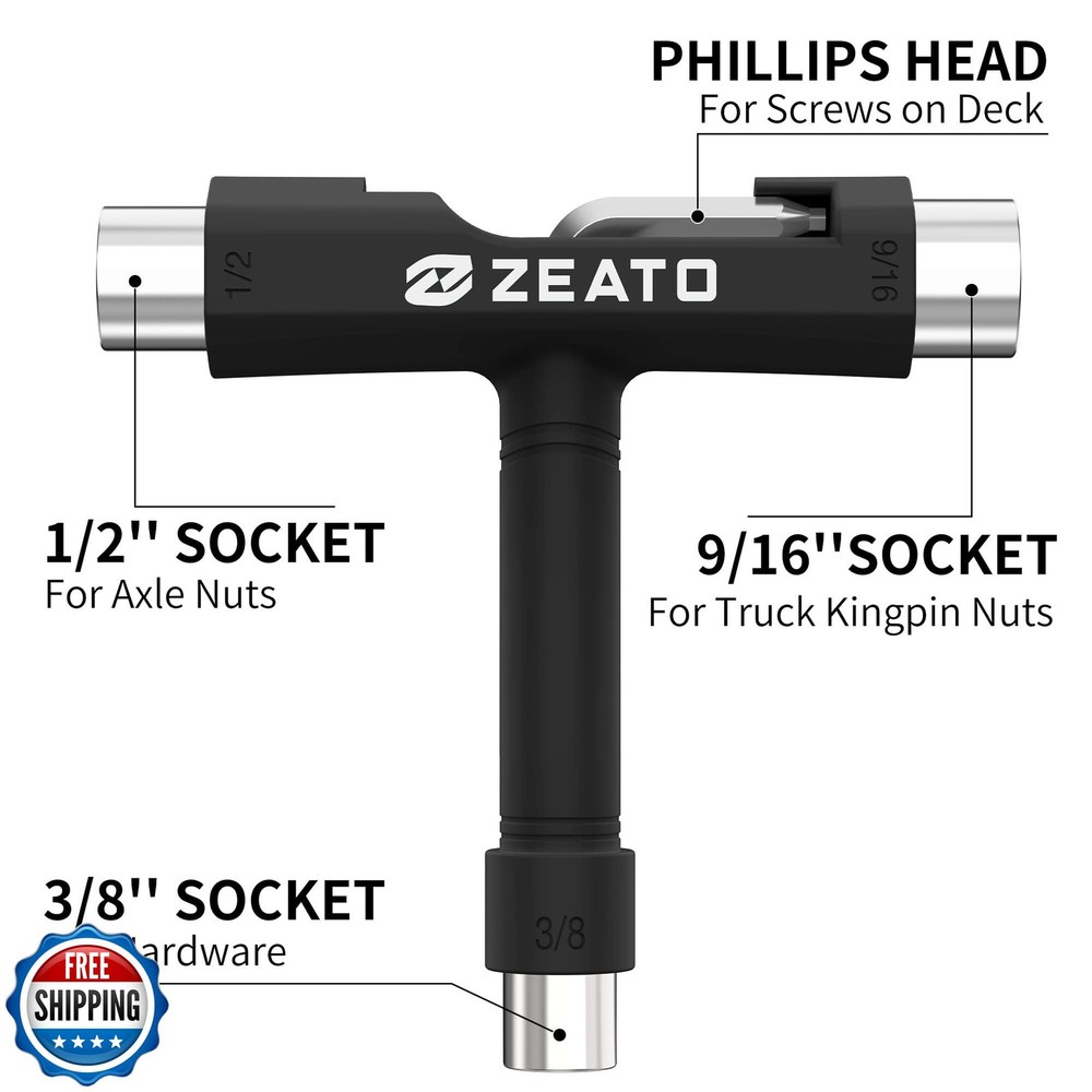 Zeato All-in-One Skate Tools Multi-Function Portable Skateboard T