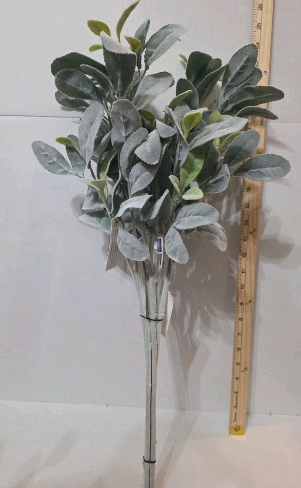 Faux Lambs Ear Stems 8Pcs Flocked Artificial Greenery