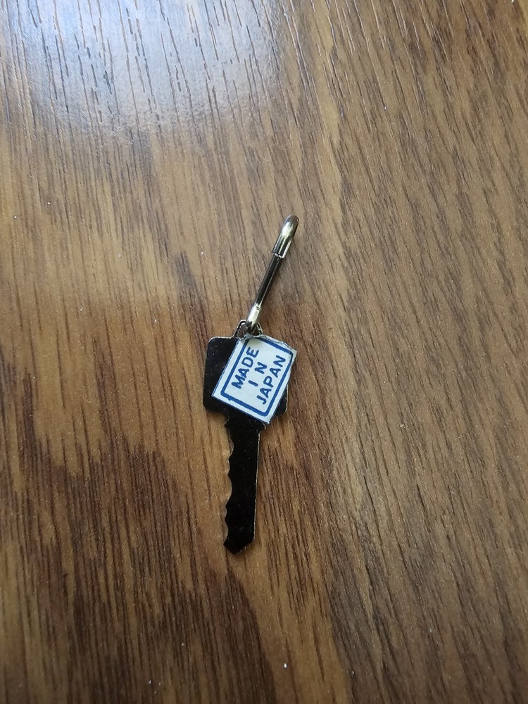 Vintage Playboy Black Key Charm Silvertone Small