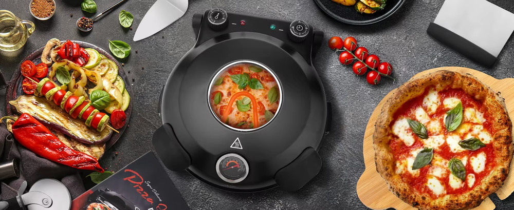 Electric Pizza Oven 420°C Double-Sided Heating Compact Kitchen Maker