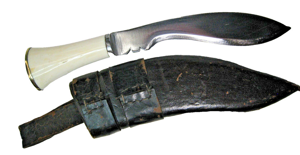Unknown Maker Small Fixed Blade Knife White Handle w/ Handmade Leather Sheath