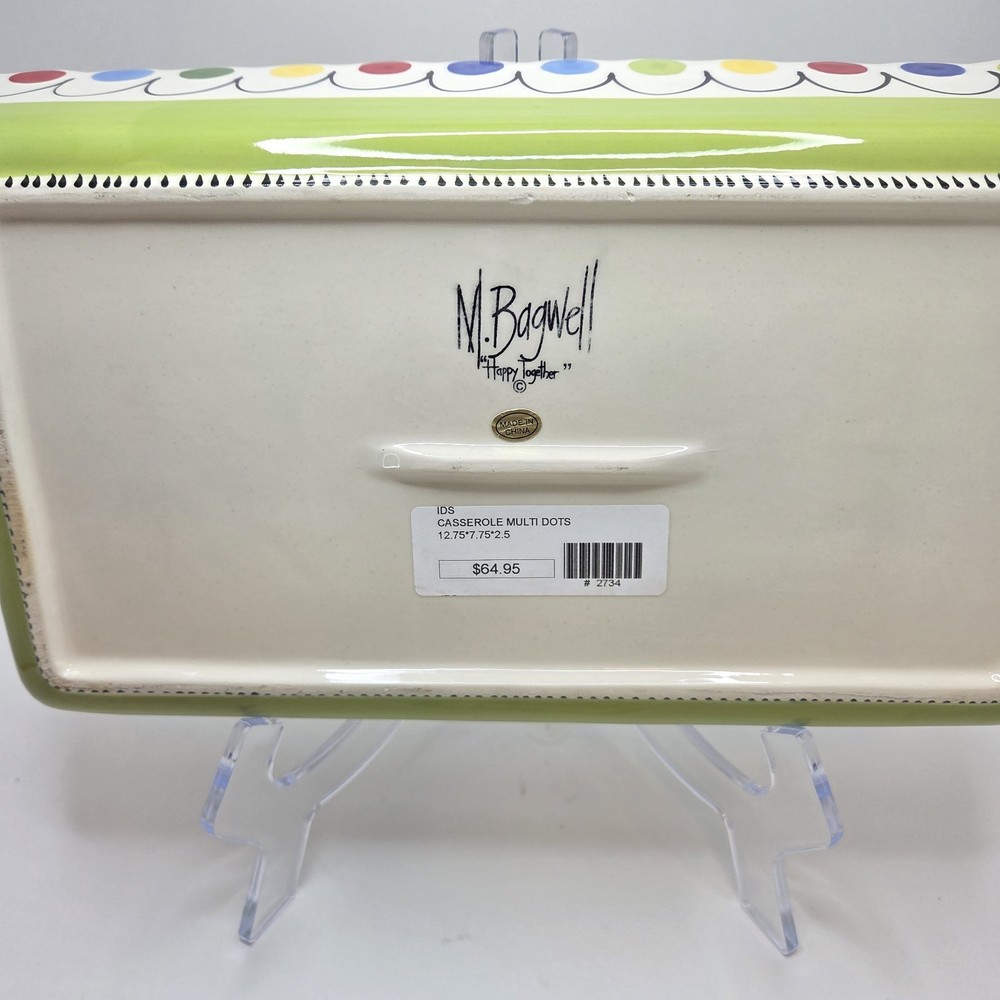 M Bagwell Casserole Multi-Dots Rectangle Casserole Serving Dish Happy Together