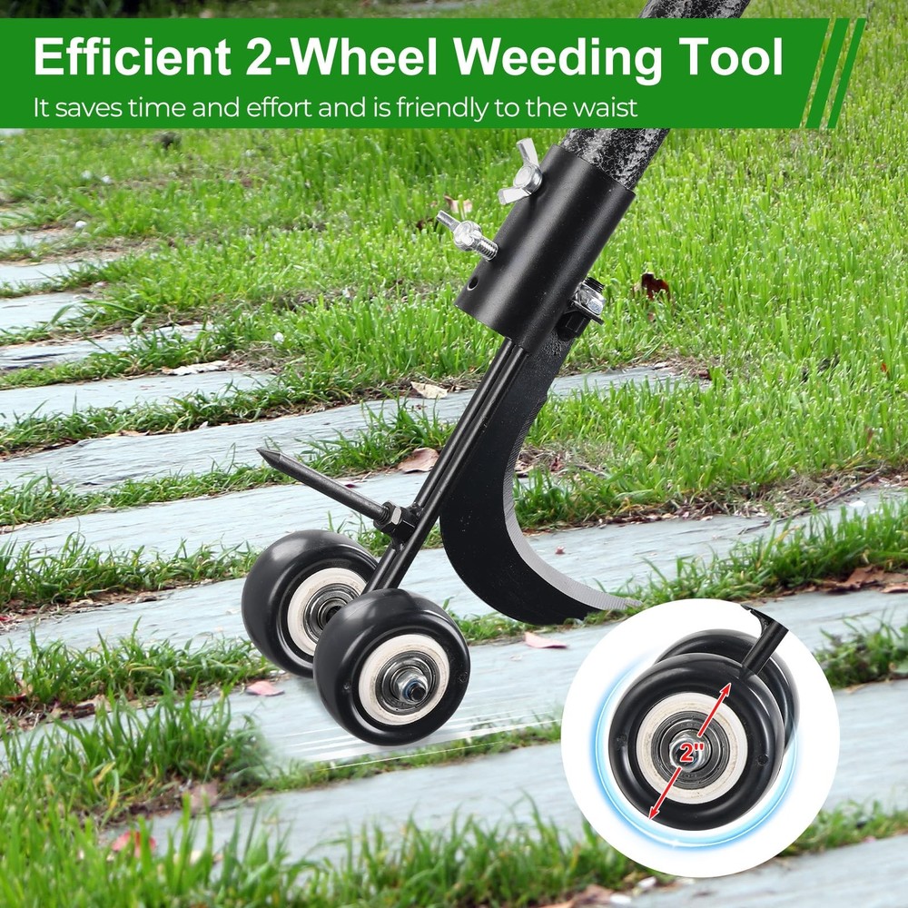 Crack Weeder with Wheels 6.5FT Metal Crevice Weeding Tool with Adjustable Lon...