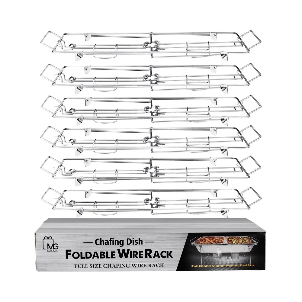Foldable Chafing Wire Rack Buffet Stand - 6 Pack Full Size Racks For Dish Ser...