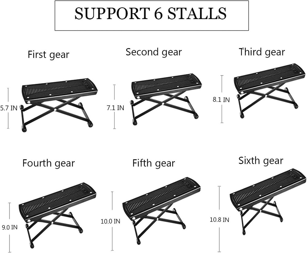 Guitar Foot Rest, Height Adjustable Footstools/Folding Black