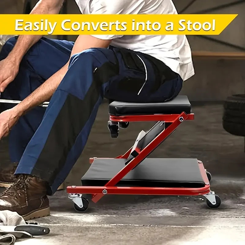 Foldable Z Creeper 2-in-1 Rolling Folding Car Creeper & Seat