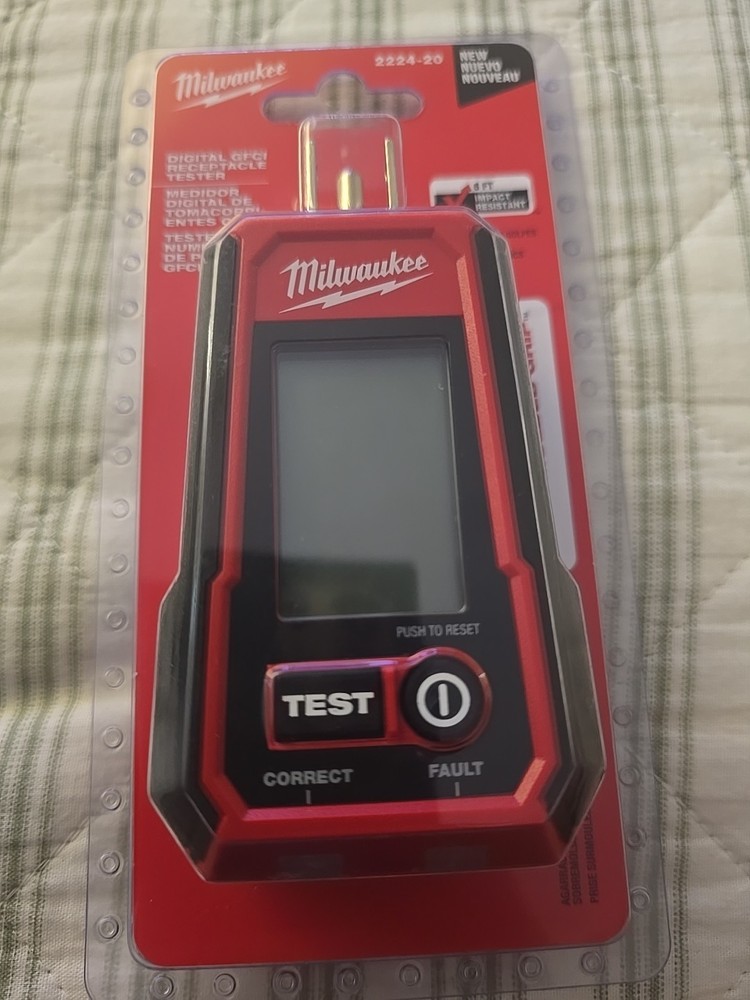 Milwaukee Tool 2224-20 Receptacle Tester, Lcd, Digital