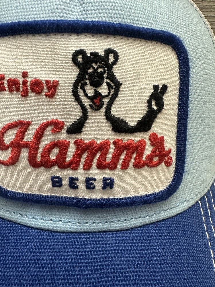 Hamm's Bear Patch Trucker Hat Blue American Needle Hat
