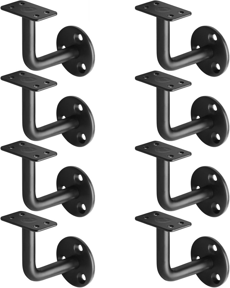 8 Pack Black Wall Mount Handrail Bracket for Flat Surface Square Top Railing ...