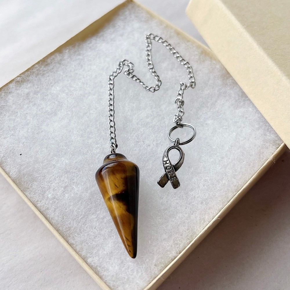 Tigers Eye Pendulum Hope Charm Gemstone Divination Dowsing