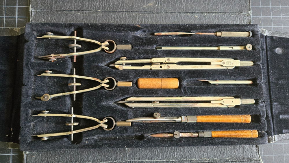 Complete Vintage Noris Drafting Tool Set (with original case)