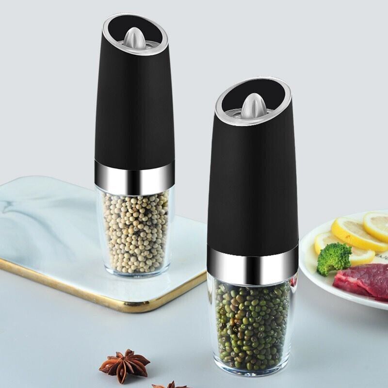 2Pcs Electric Salt and Pepper Grinder Set, Gravity Sensor, Automatic Pepper Mill