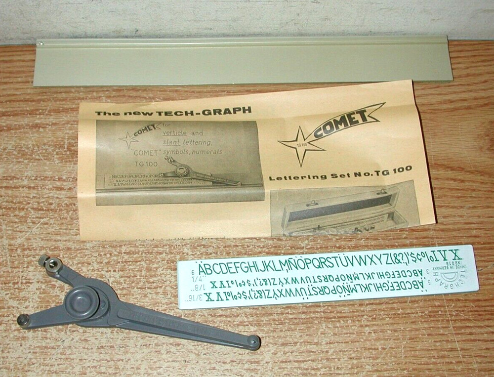 VNTAGE DRAFTING TOOLS: ALVIN TECHGRAPH COMET, POST 1144A SET, BRUNING SLIDE RULE