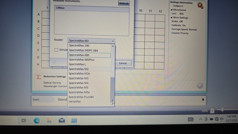 Molecular Devices Microplate readers SoftMax Pro 7.1.2 software Laptop