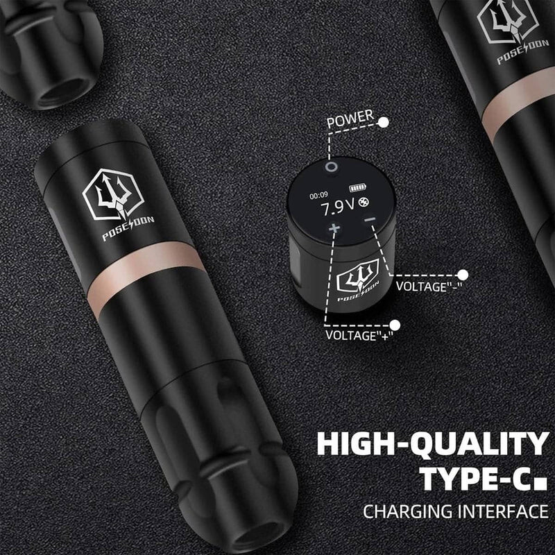 POSEIDON Wireless Tattoo Kit TK043, Complete Kit for Beginners or Advanced