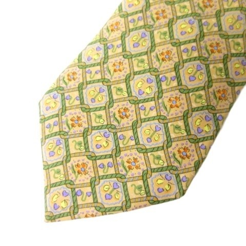 HERMES Tie Silk 100% 7538SA All over Pattern Beige men's