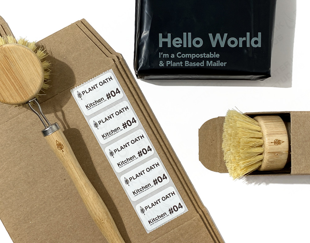 PLANT OATH Replaceable Long Handle Bamboo Dish Brush - 3 PACK | Sustainable Gift