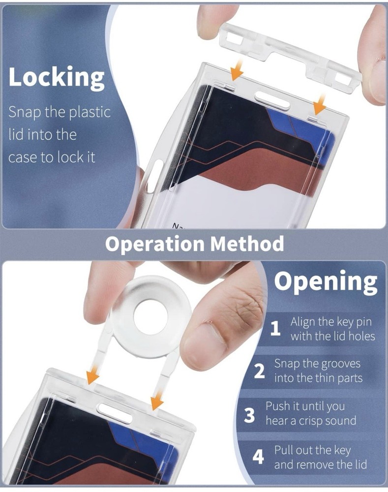 Clear Hard Plastic Permanent Locking Id Badge Holder