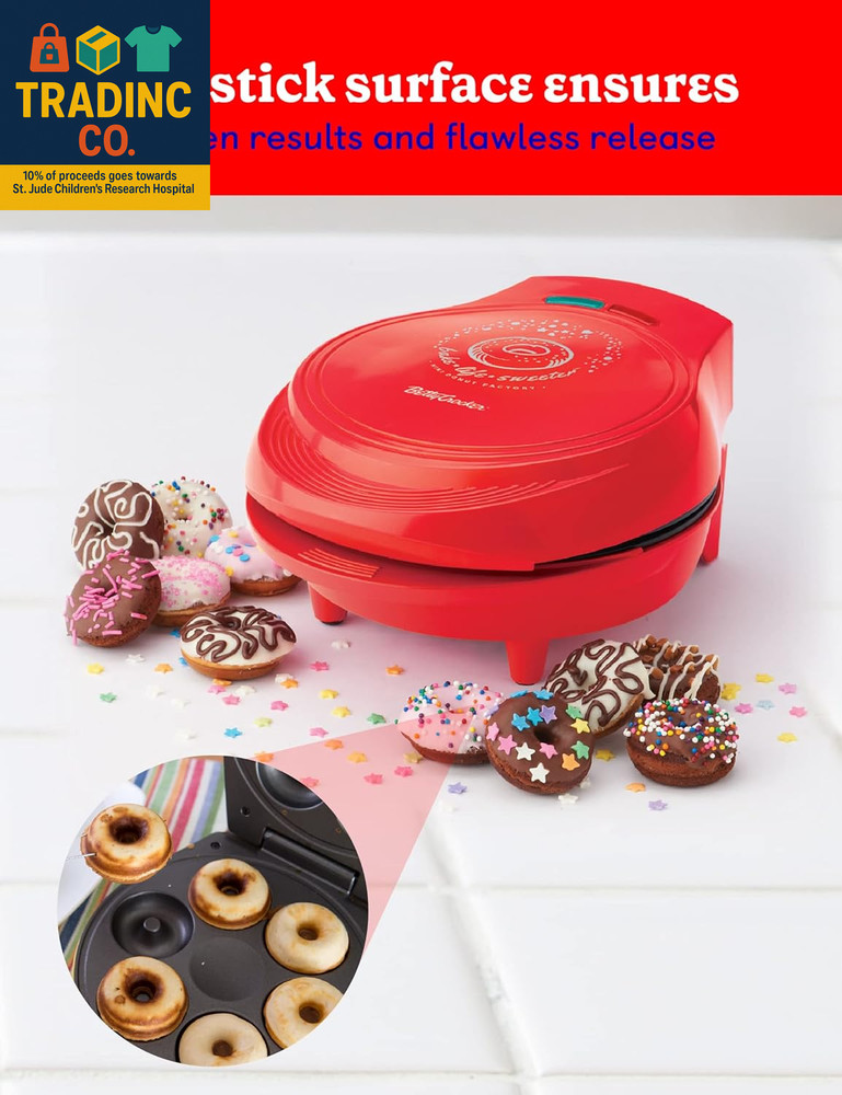 Donut Maker, Mini Donut Maker with Nonstick Surface, Mini Donut Maker Machine wi