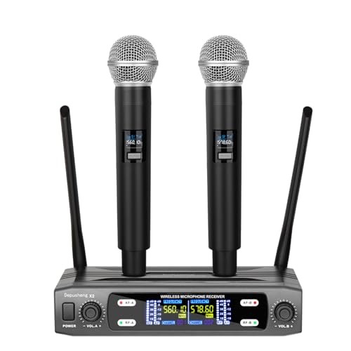 Wireless Microphone System, VHF Fixed Dual Frequency Wireless Set with 2