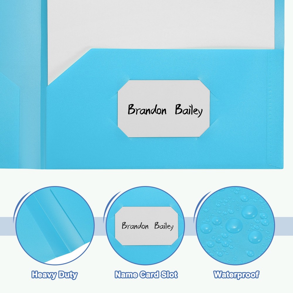 Blue Plastic Folders with Pockets, 24 Pack Plastic Pocket Folders