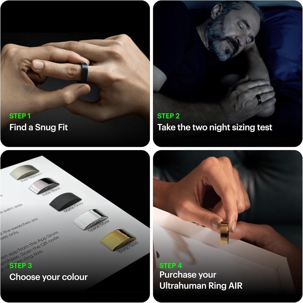 Ring AIR-Smart Ring Health Tracker, Size First Sizing Kit,Sleep Tr