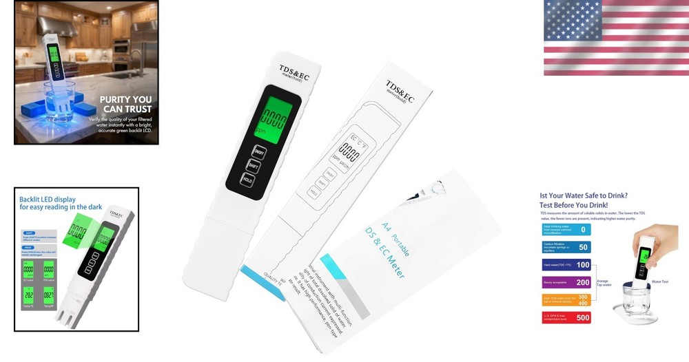 Precise 4-in-1 TDS Meter for Fast Water Quality Testing - Lightweight & Handy